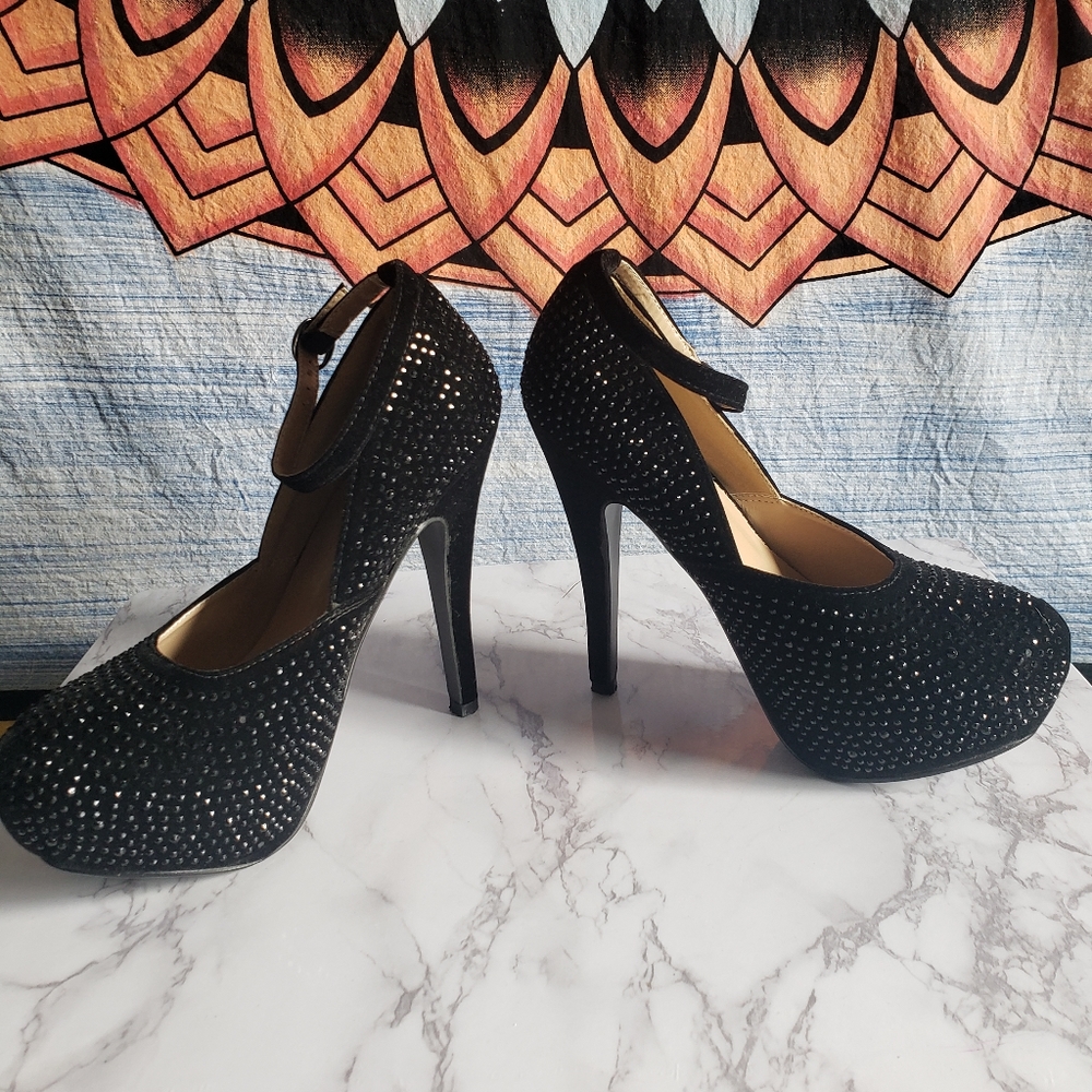 Black Rhinestone Heels by Delicacy